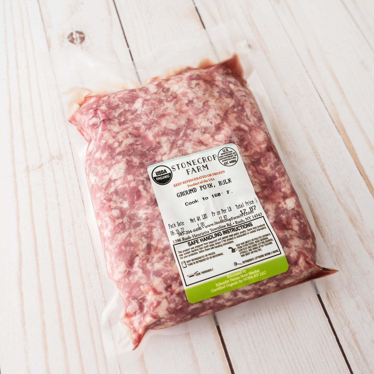 Organic Ground Pork in Stonecrop Farm