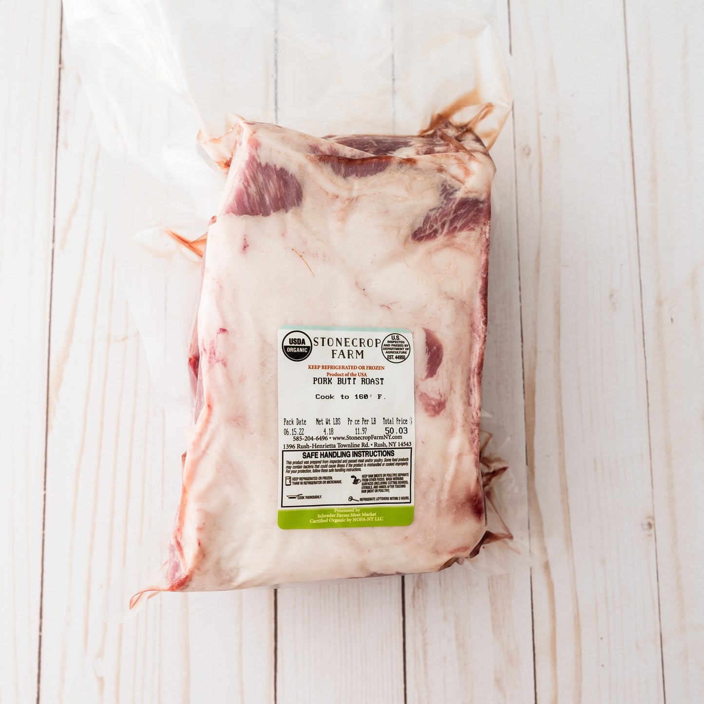 Pork butt roast in Stonecrop Farm